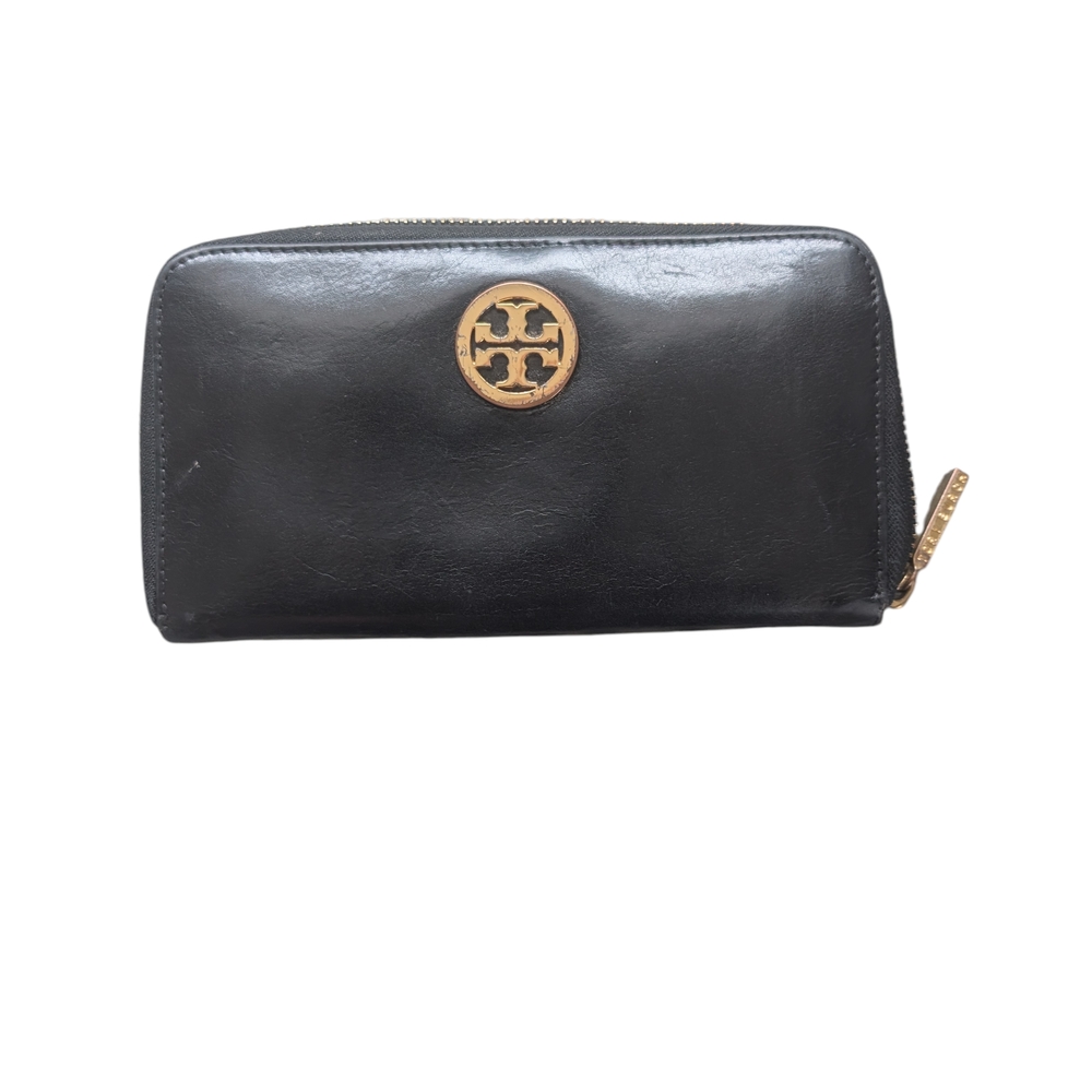 Tory Burch Black Leather Wallet / Logo